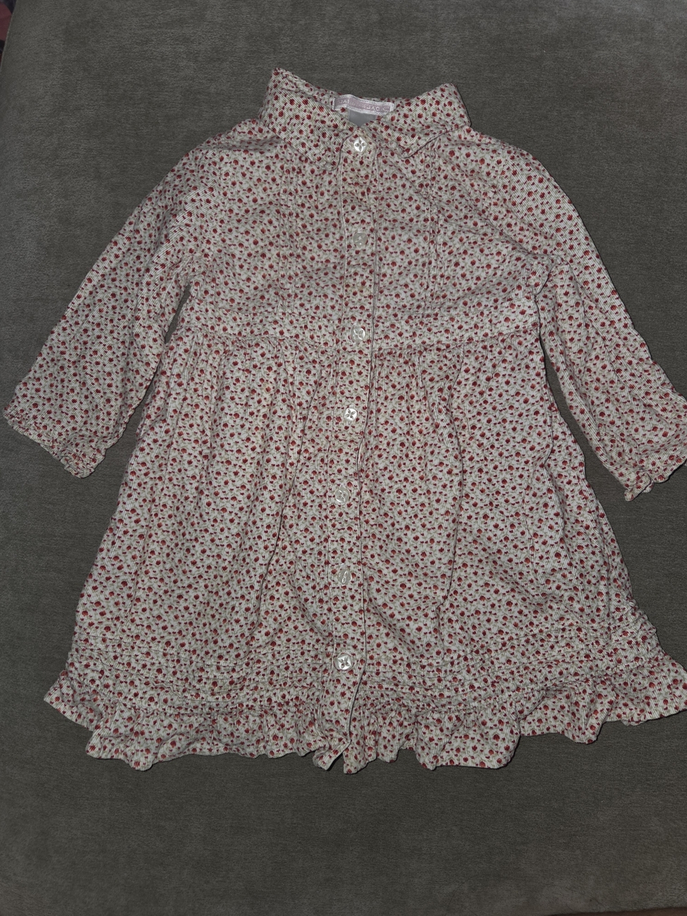 Janie and Jack Cream Dress with Red Floral Print